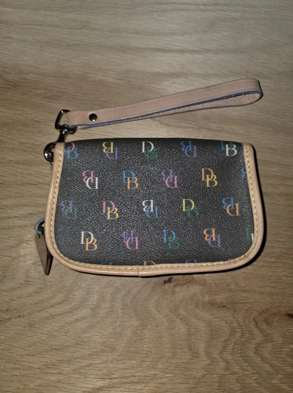 Dooney & Bourke Black Multicolor Monogram Wristlet